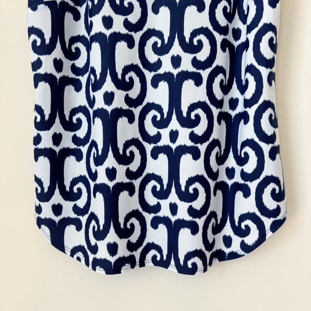 Jude Connally Ali Blue Ikat Print Sleeveless Top Medium Coastal Summer - Picture 3 of 7